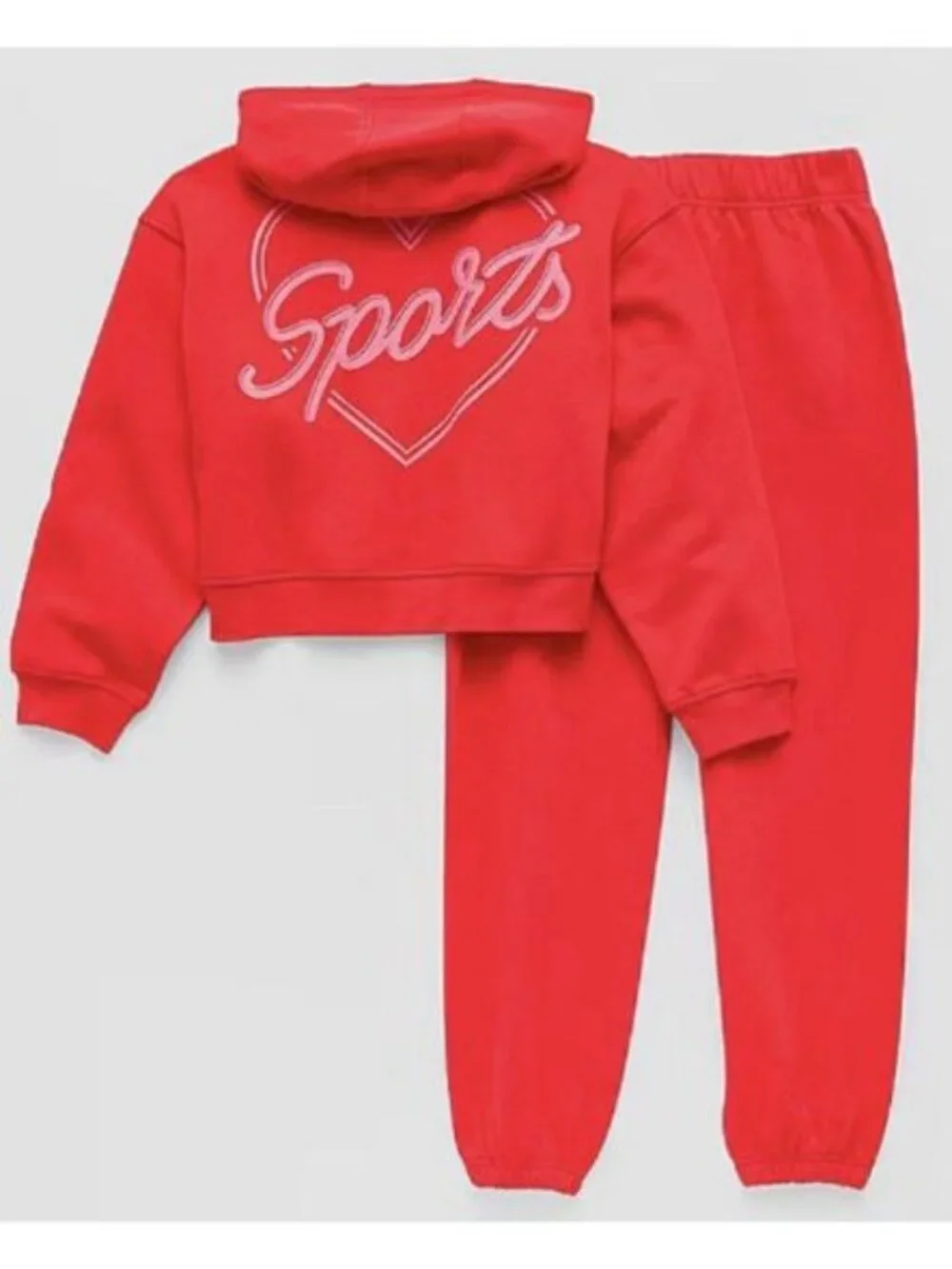 Xersion Size XXS (4-5) Girls Tomato Red Fleece Sport Hoodie And Pants. New